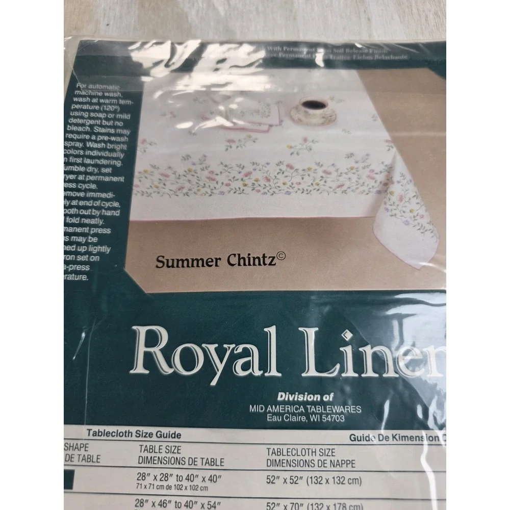 Royal Linens Summer Chintz Tablecloth Set Napkins Placemats Floral Cottagecore